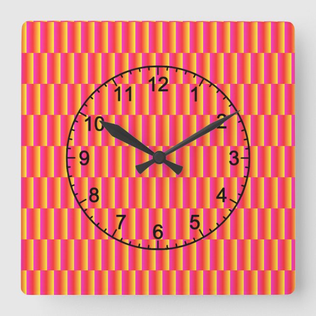 HAppy 3d Rainbow Tiles Pattern Quadratische Wanduhr (Vorderseite)