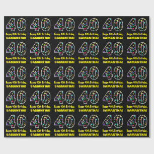 Happy 40. Geburtstag, Fun Colorful Stars Muster 40 Geschenkpapier