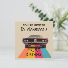 Happy 40. Geburtstag individualisierbares Vintages Einladung