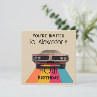Happy 40. Geburtstag individualisierbares Vintages Einladung