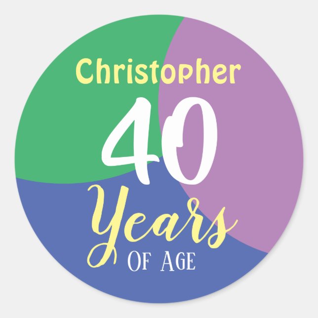 Happy 40. Geburtstag Klassischer Rundaufkleber Runder Aufkleber (Vorderseite)