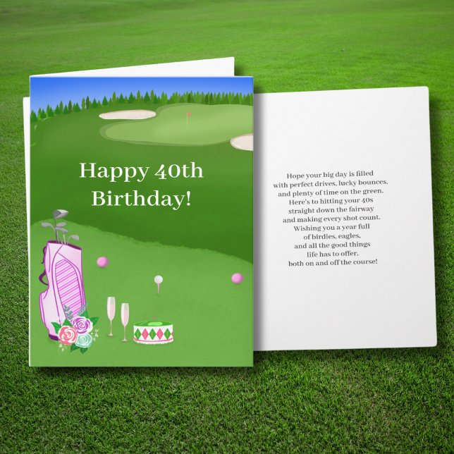 Happy 40. Geburtstag Pink Golf Bag Karte (Von Creator hochgeladen)