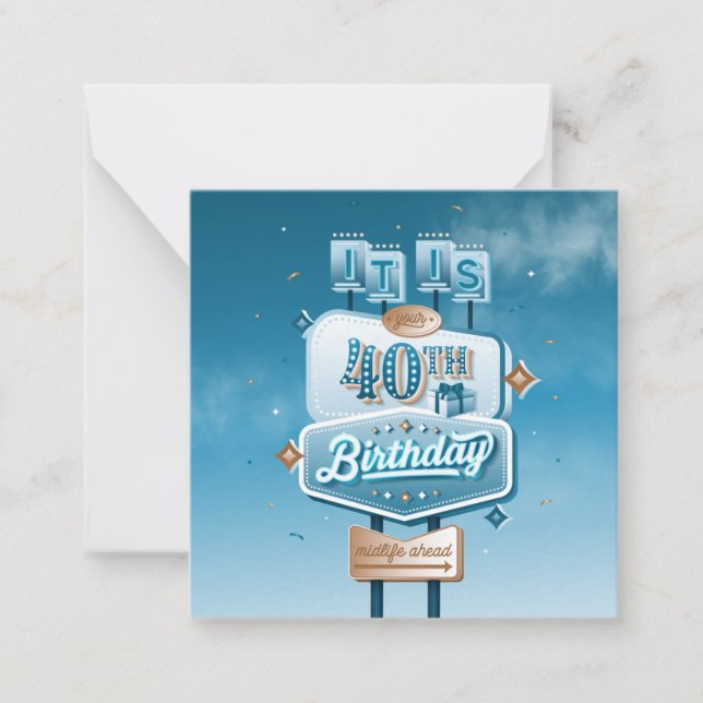 Happy 40. Geburtstagskarte Mitteilungskarte (Vorderseite)