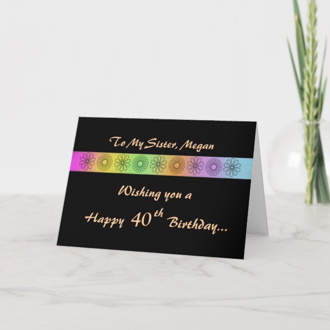 Happy 40th Customizable Birthday Card Karte (Vorderseite)