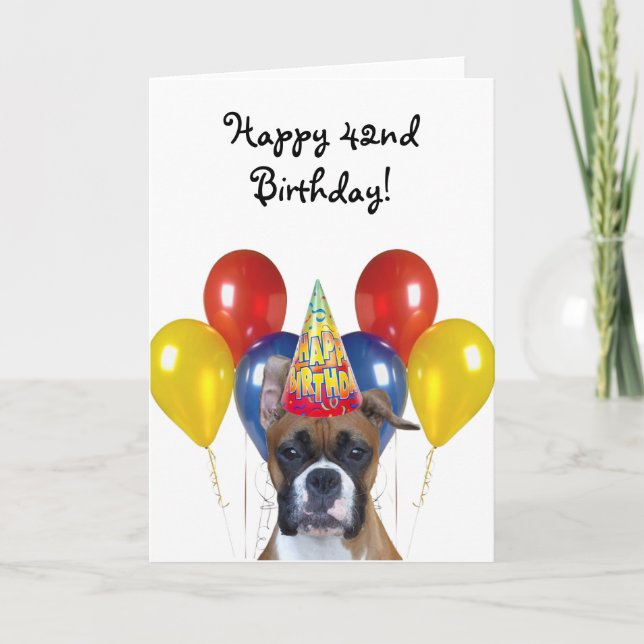 Happy 42nd Birthday Boxer Dog Greeting card Karte (Vorderseite)