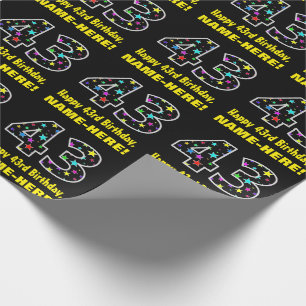 Happy 43. Geburtstag, Fun Colorful Stars Muster 43 Geschenkpapier