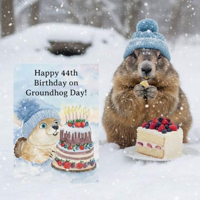  Happy 44th Groundhog Day Birthday  Karte (Von Creator hochgeladen)