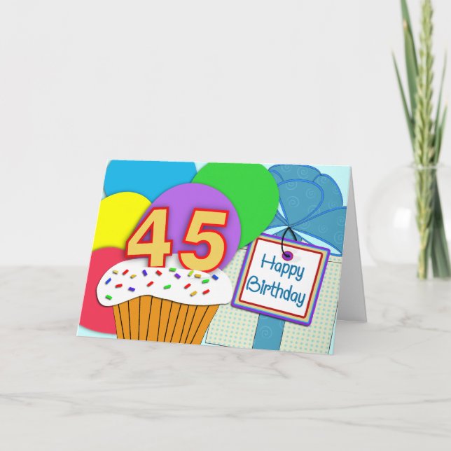 Happy 45. Geburtstagskarte Karte (Vorderseite)