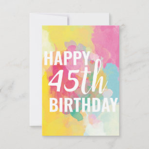 Happy 45. Geburtstagskarte ("Wasserfarben")