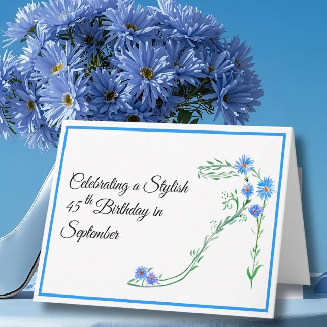 Happy 45. September Geburtstag Blue Aster Blume Karte (Von Creator hochgeladen)