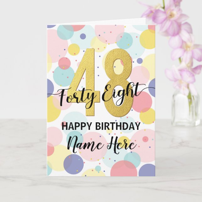 Happy 48. Geburtstag Pastel Rainbow Gold Frau Karte (Orchidee)