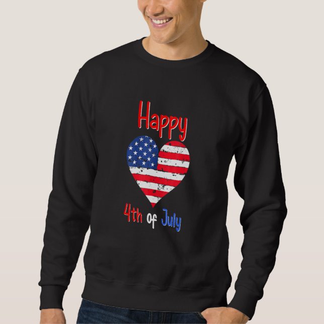 Happy 4. Juli American Flag Herz Sweatshirt (Vorderseite)