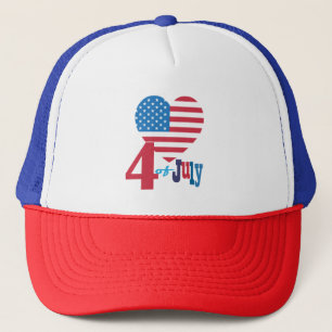 Happy 4. Juli American USA Flag Herz Muster Truckerkappe