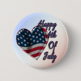 Happy 4. Juli USA Flag Herz Button