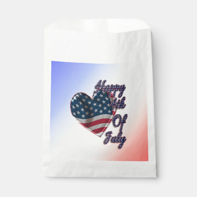 Happy 4. Juli USA Flag Herz Geschenktütchen (Vorderseite)