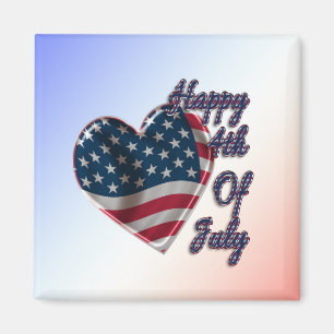 Happy 4. Juli USA Flag Herz Magnet