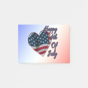 Happy 4. Juli USA Flag Herz Post-it Klebezettel