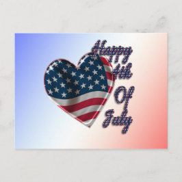 Happy 4. Juli USA Flag Herz Postkarte