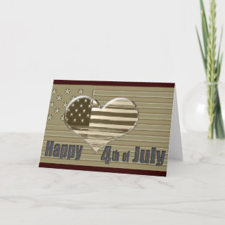 Happy 4. Juli USA Flagge und Herz Karte