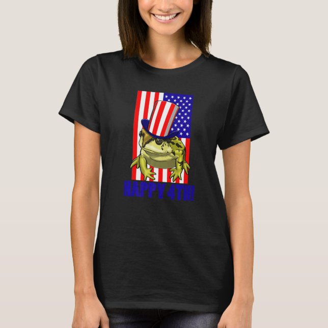 Happy 4Th American Flag Frog  Women Frog Love  1 T-Shirt (Vorderseite)
