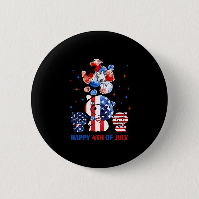 Happy 4th For July Button (Vorderseite)