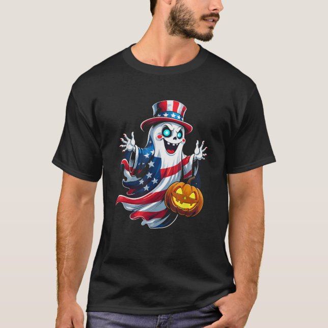 Happy 4th Of July Patriotic Halloween Funny Men Wo T-Shirt (Vorderseite)