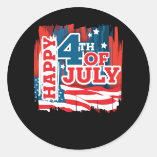 Happy 4th of July - USA flag Runder Aufkleber
