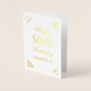 Happy 50. Geburtstag Elegant Folienkarte