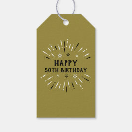Happy 50. Geburtstag Feuerwerk Gold Schwarz-weiß Geschenkanhänger