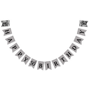 Happy 50. Geburtstag Foto Silberner Glitzer Wimpelkette