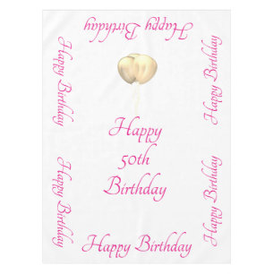 Happy 50. Geburtstag Pink White Gold Balloons Cool Tischdecke