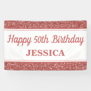 Happy 50. Geburtstag Rose Gold Glitzer Banner