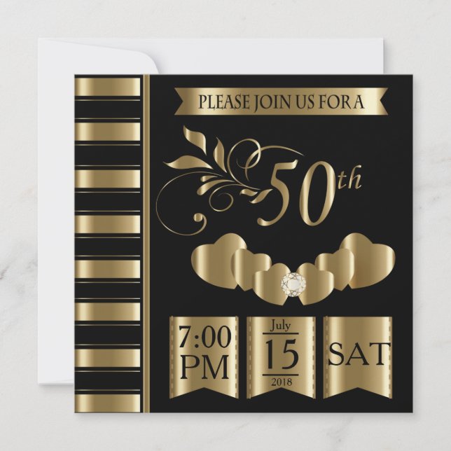Happy 50. Goldenes Hochzeitstag Einladung (Vorderseite)