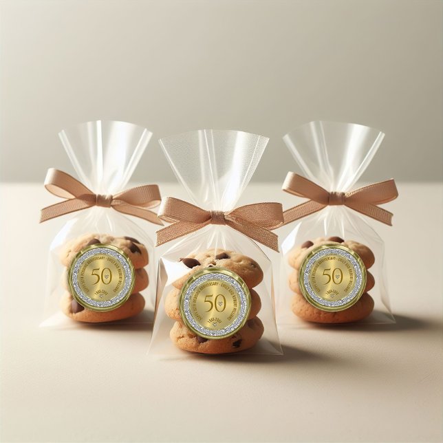 Happy 50. Hochzeitstag Diamanten und Gold Runder Aufkleber (Von Creator hochgeladen)