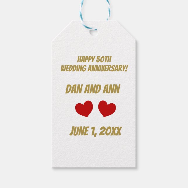 Happy 50. Hochzeitstag Geschenkanhänger (Vorderseite)