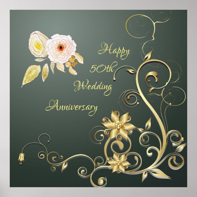 Happy 50. Hochzeitstag Poster (Vorne)