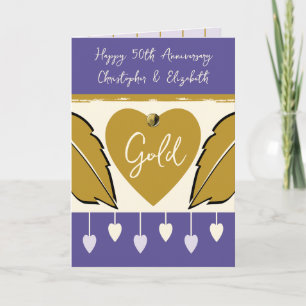 Happy 50 Jahre Jubiläum fügen Sie Namen Gold lila Karte