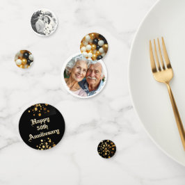 Happy 50 Jahre Jubiläum Gold und Black Personalisi Konfetti
