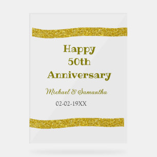 Happy 50-jähriges Jubiläum Golden Glitzer Grau Acrylschild