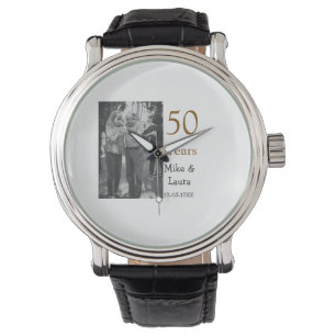Happy 50. Jubiläum fügen Sie Pärchen Namen Datum H Armbanduhr
