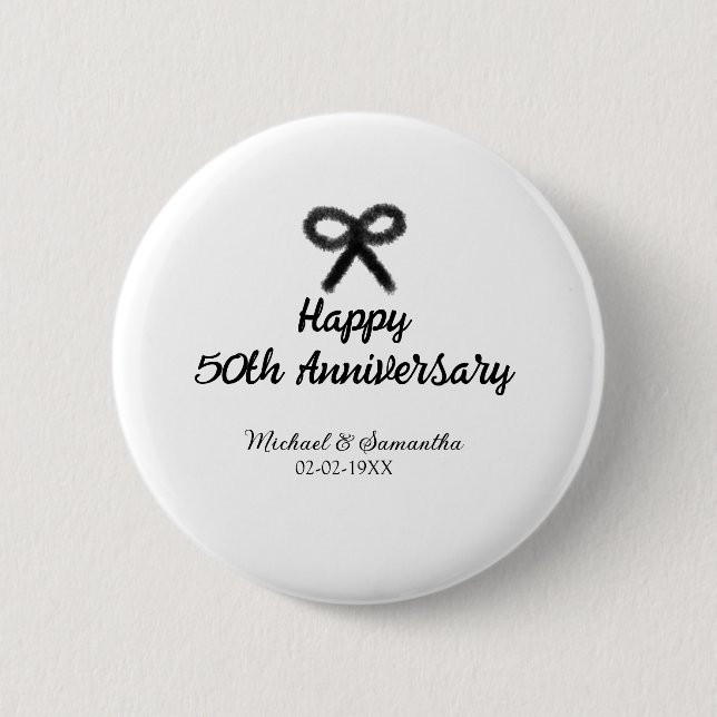 Happy 50. Jubiläum fügen Sie Pärchen Namen Datum H Button (Vorderseite)