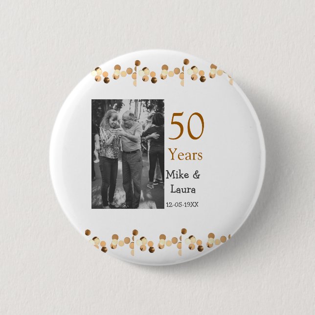 Happy 50. Jubiläum fügen Sie Pärchen Namen Datum H Button (Vorderseite)