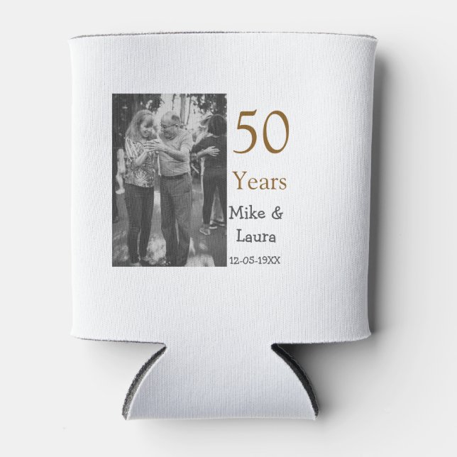 Happy 50. Jubiläum fügen Sie Pärchen Namen Datum H Dosenkühler (Vorderseite)