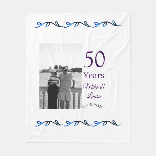 Happy 50. Jubiläum fügen Sie Pärchen Namen Datum H Fleecedecke (Vorderseite)