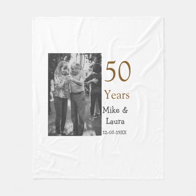 Happy 50. Jubiläum fügen Sie Pärchen Namen Datum H Fleecedecke (Vorderseite)