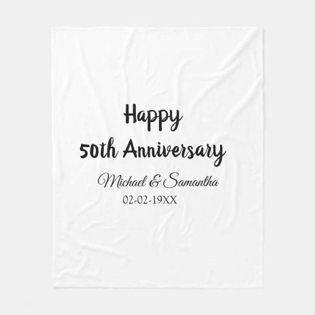 Happy 50. Jubiläum fügen Sie Pärchen Namen Datum H Fleecedecke (Vorderseite)
