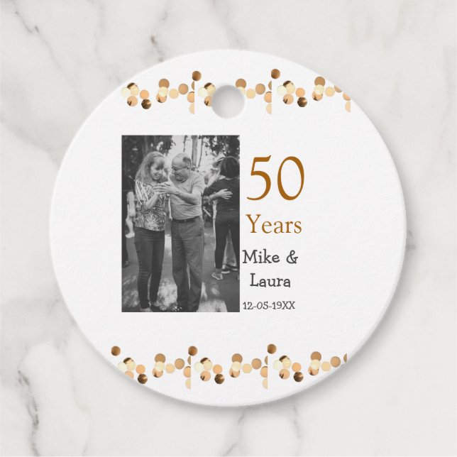 Happy 50. Jubiläum fügen Sie Pärchen Namen Datum H Geschenkanhänger (Vorderseite)