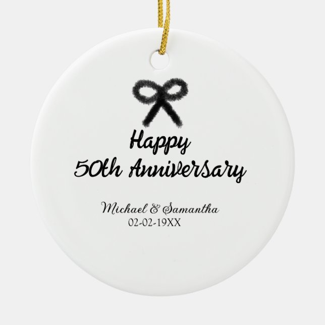 Happy 50. Jubiläum fügen Sie Pärchen Namen Datum H Keramik Ornament (Vorne)