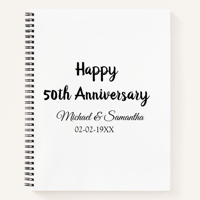 Happy 50. Jubiläum fügen Sie Pärchen Namen Datum H Notizbuch (Vorderseite)