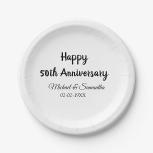 Happy 50. Jubiläum fügen Sie Pärchen Namen Datum H Pappteller